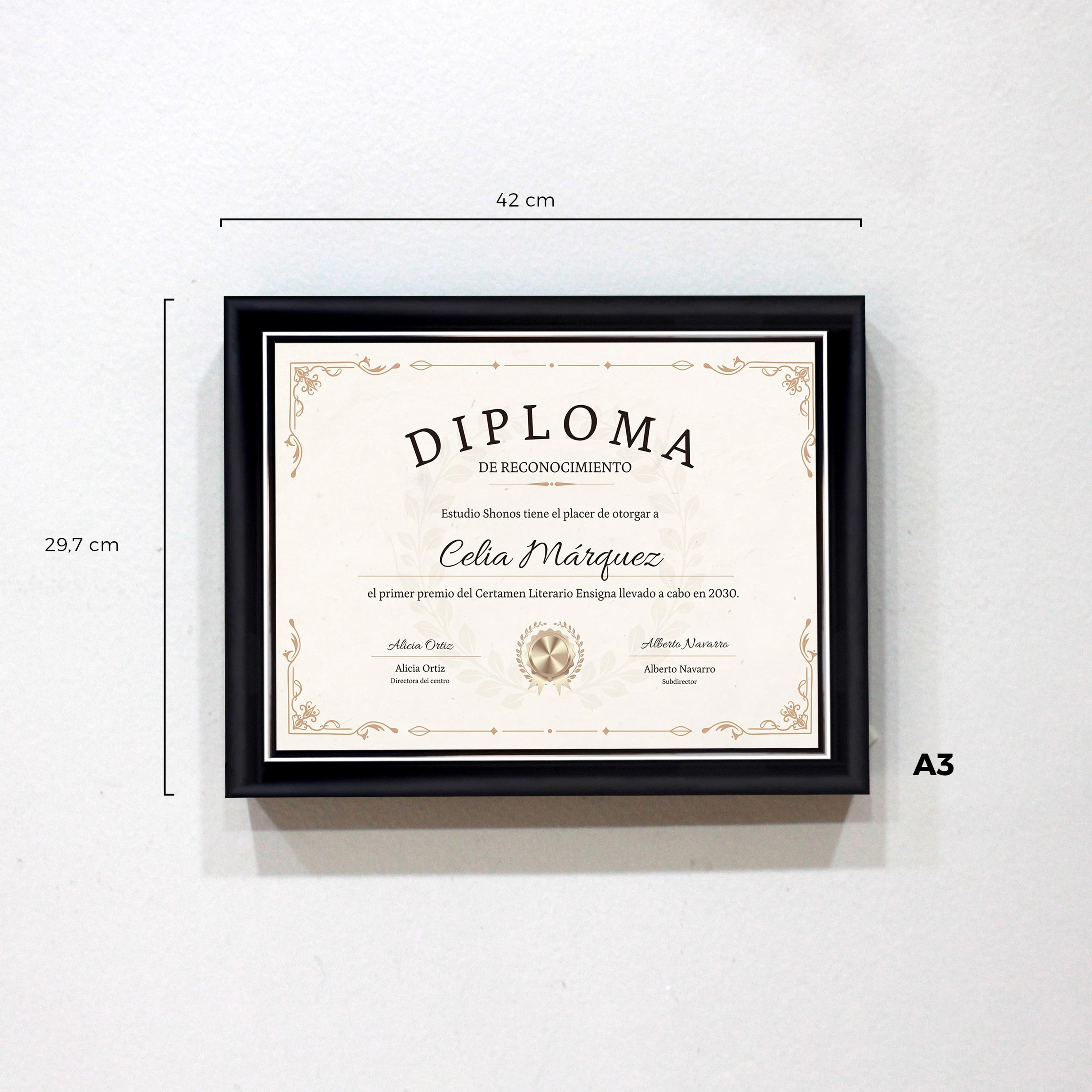Enmarcacion de diploma A3 42x29,7 cm