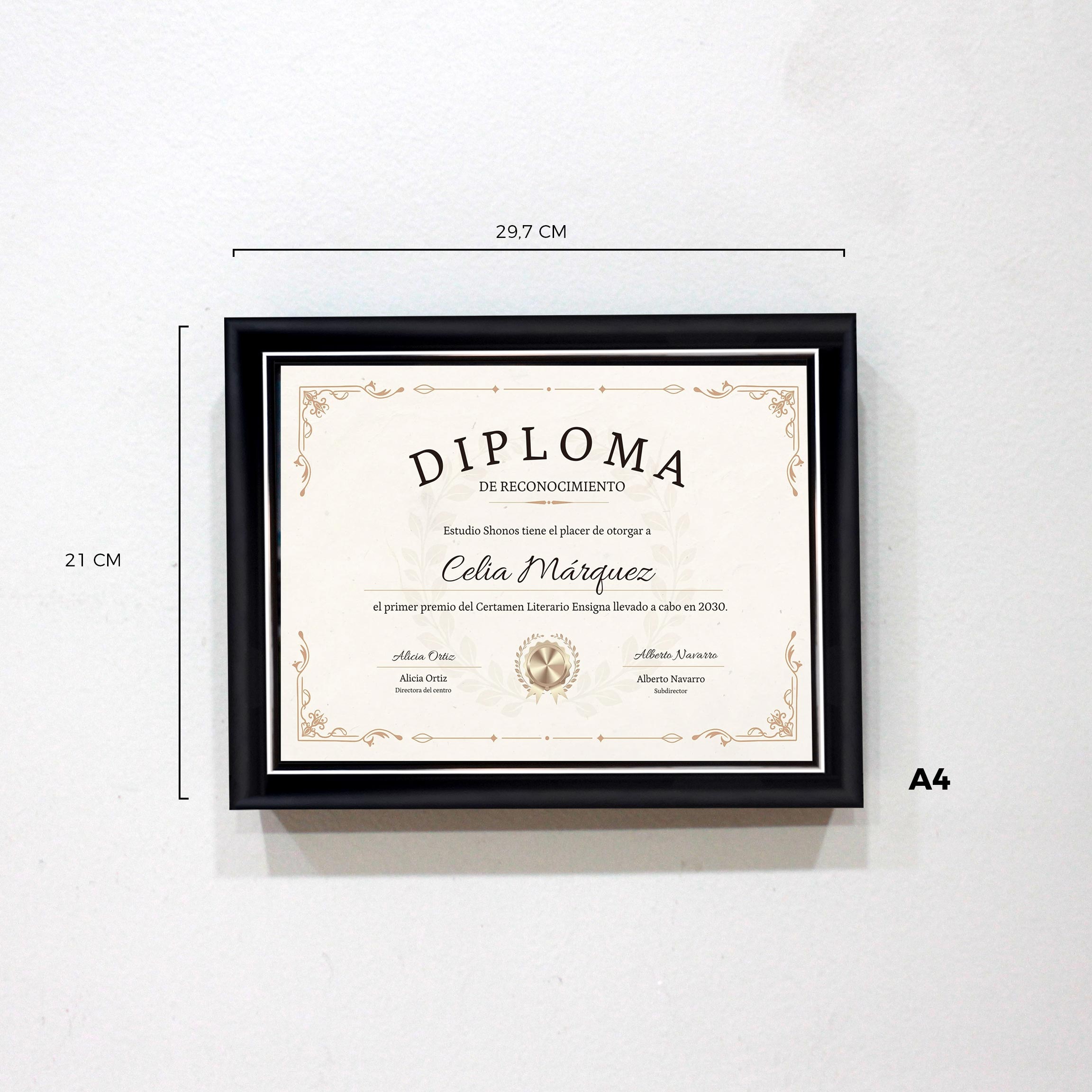 Enmarcacion de diploma A4 29,7x21 cm