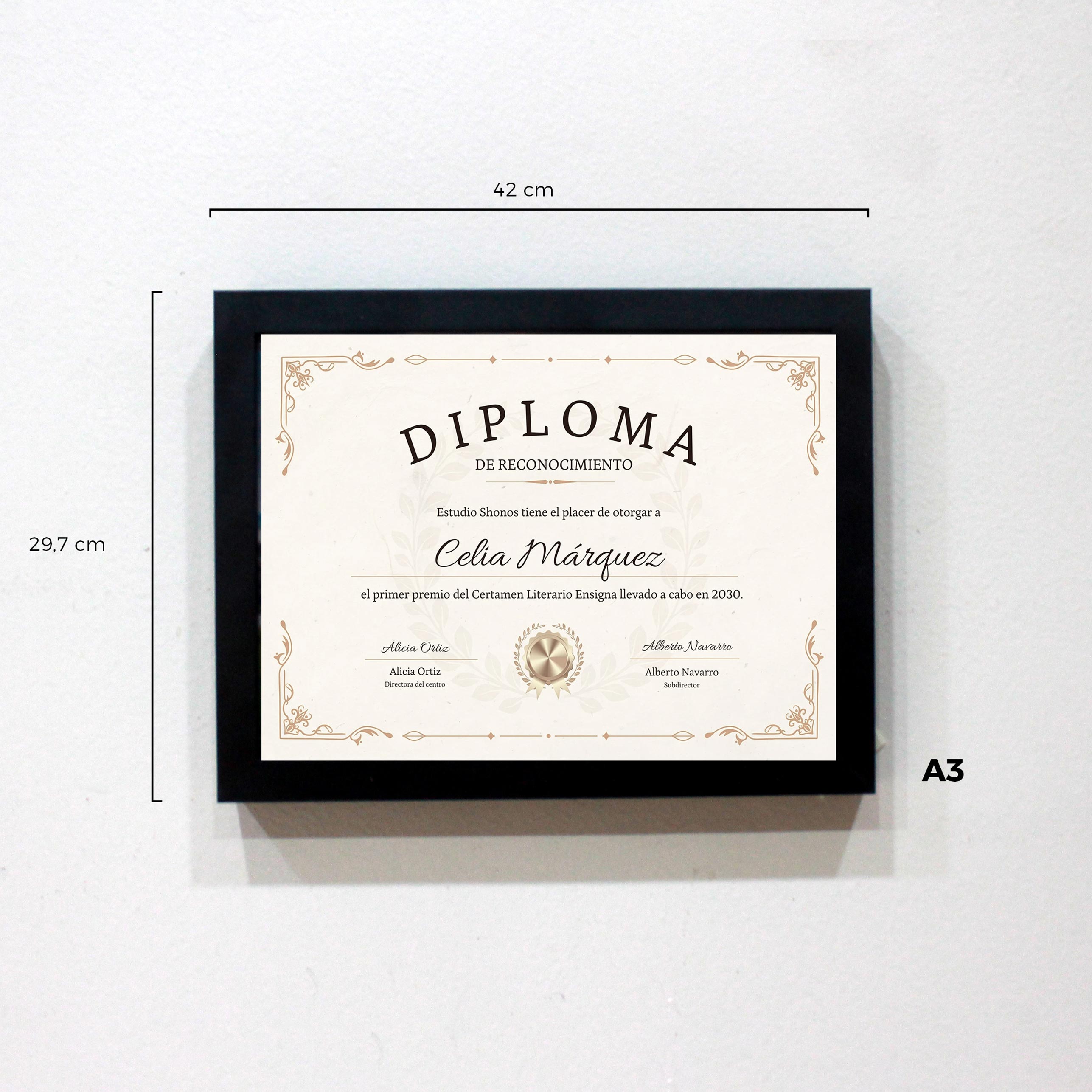 Enmarcacion de diploma A3 42x29,7 cm