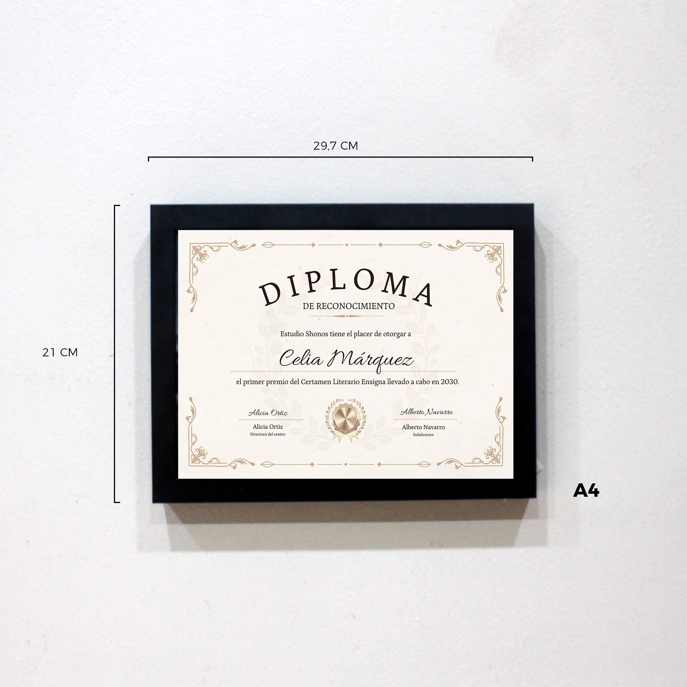Enmarcacion de diploma A4 29,7x21 cm